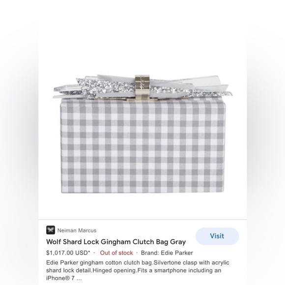 Edie Parker Gray/ Silver and White Clutch - Picture 2 of 6